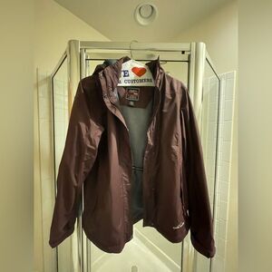 Eddie Bauer Jacket - Burgundy - L - Longsleeve Y2K Officewear Windbreaker Jacket